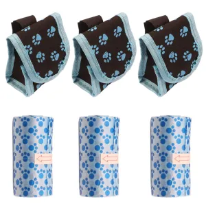 3Pk Pet Walking Dispenser Waste Dog Puppy Pick-Up Bag Poop Bag Holder Hook Pouch