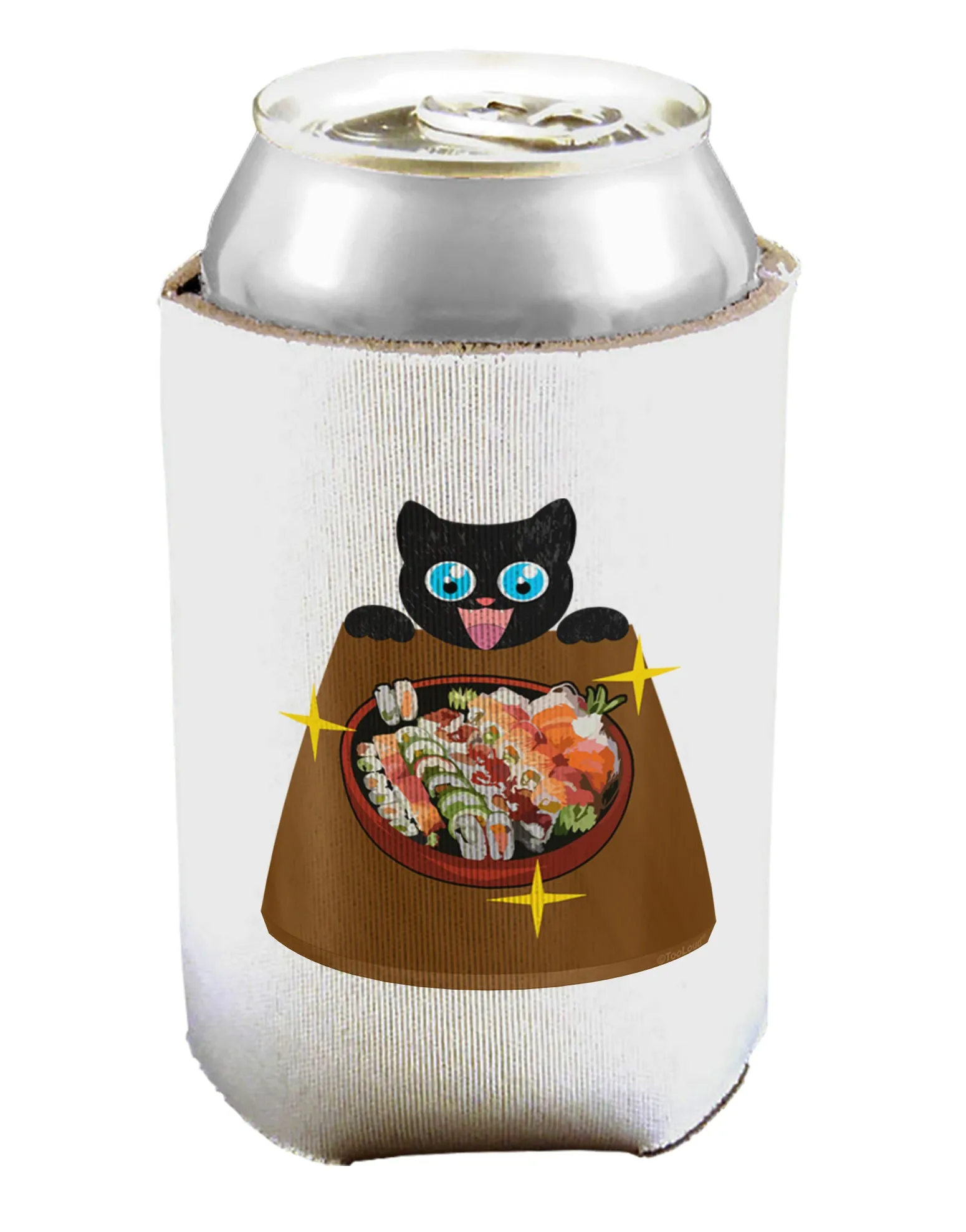 Anime Cat Loves Sushi Can / Bottle Insulator Coolers by TooLoud