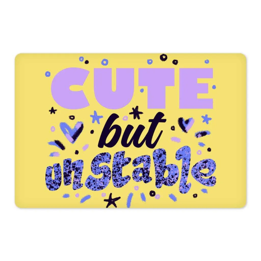 Cute but Unstable Pet Food Mat - Funny Design Anti-Slip Pet Bowl Mat - Graphic Pet Feeding Mat