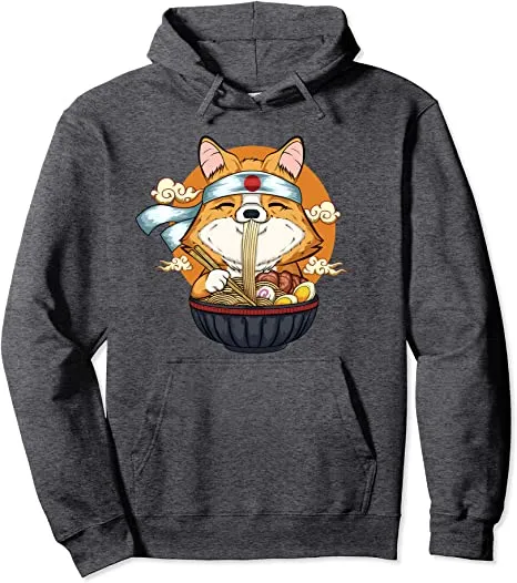 Japanese Ramen Corgi Gifts Kawaii Corgi Dog Ramen Noodles Pullover Hoodie