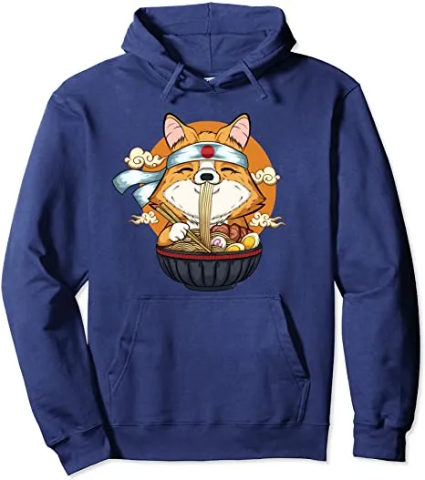 Japanese Ramen Corgi Gifts Kawaii Corgi Dog Ramen Noodles Pullover Hoodie