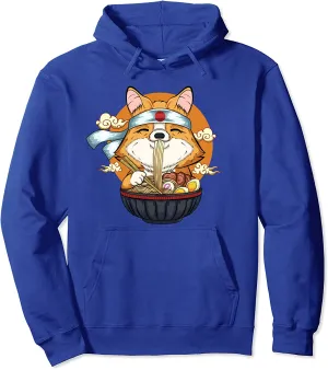 Japanese Ramen Corgi Gifts Kawaii Corgi Dog Ramen Noodles Pullover Hoodie