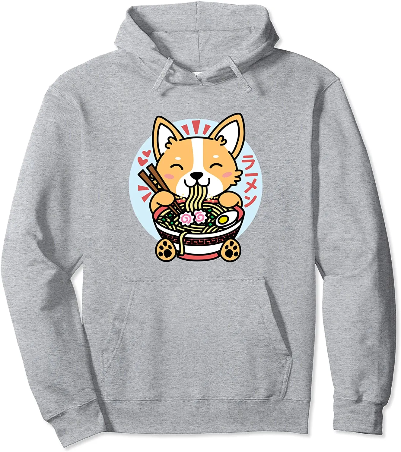 Kawaii Ramen Anime Dog Corgi Japanese Noodles Pullover Hoodie