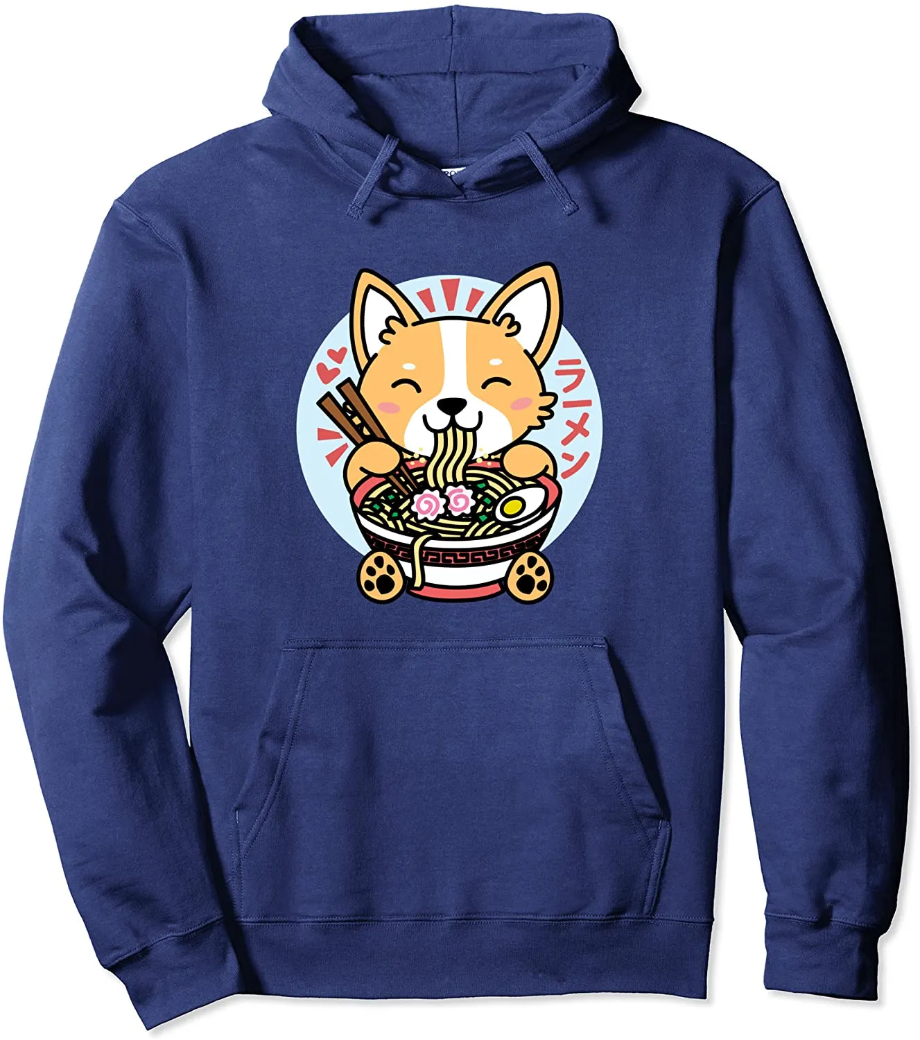 Kawaii Ramen Anime Dog Corgi Japanese Noodles Pullover Hoodie