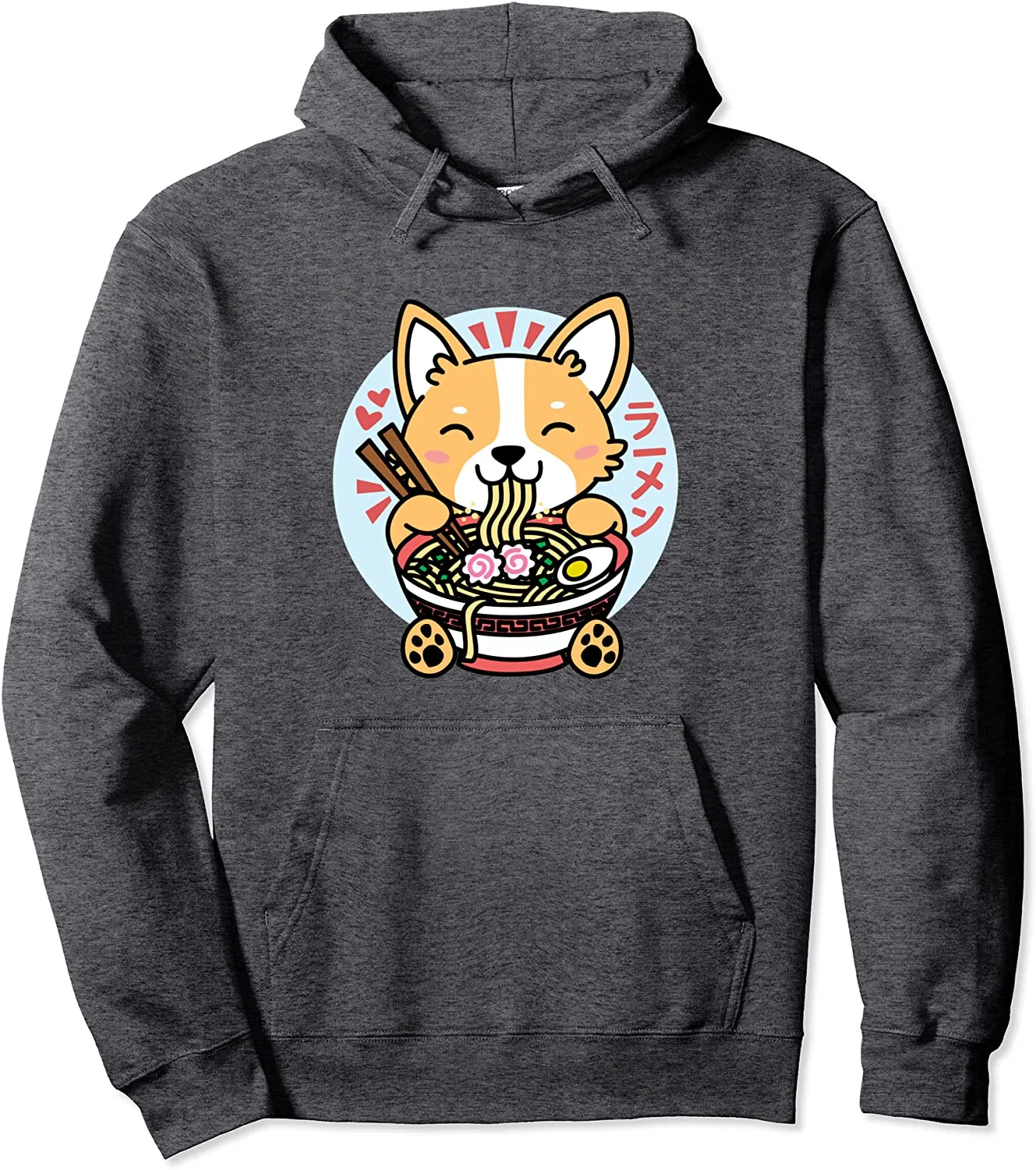 Kawaii Ramen Anime Dog Corgi Japanese Noodles Pullover Hoodie