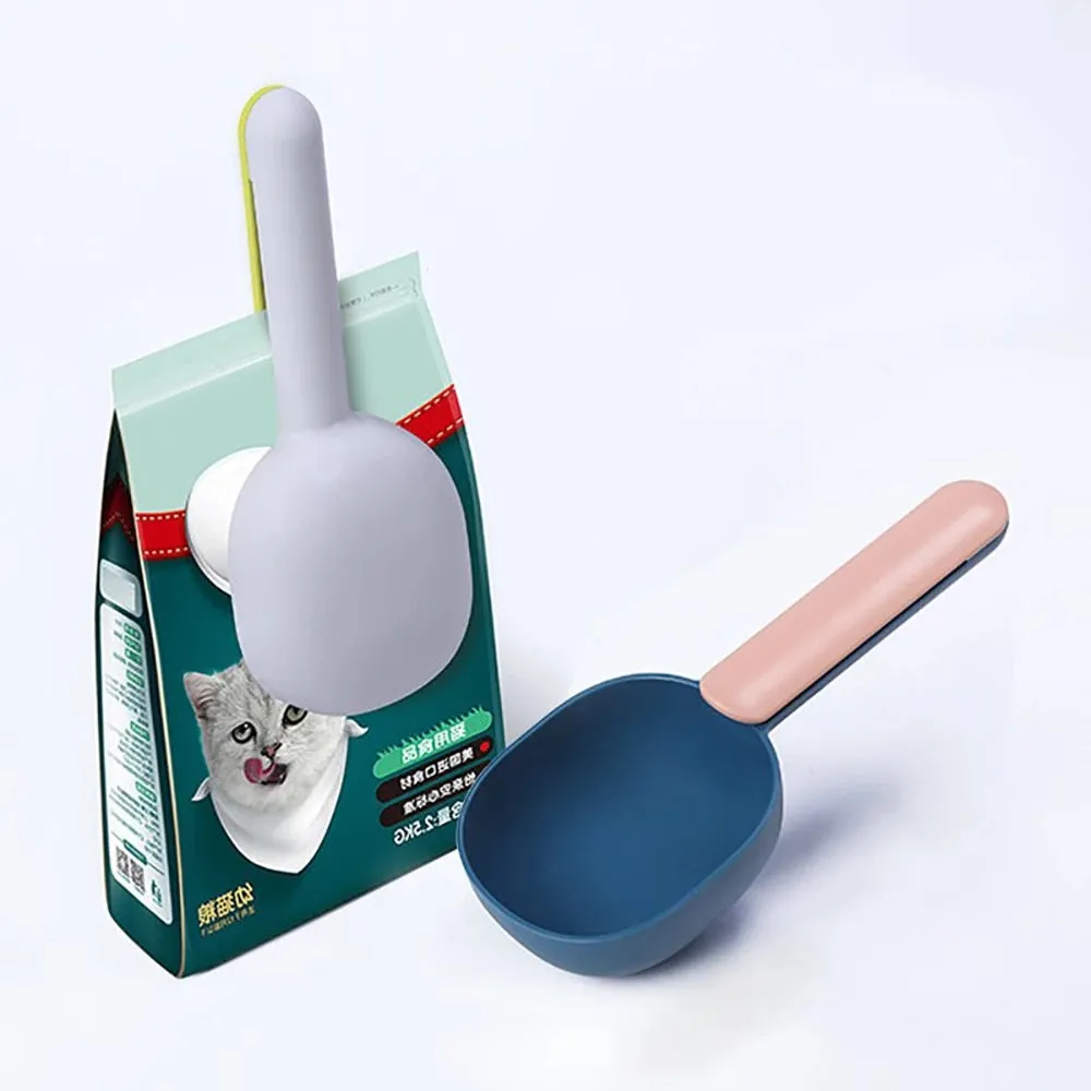 Multifunctional  and dog food spoon pet feeding spoon with sealed bag creative clip measuring cup arc design pet supplies